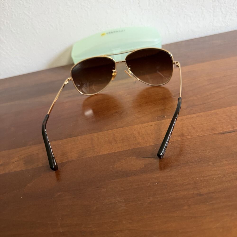 Coach HC7028 Jaclyn Gold Dark Tortoise Round Eye Aviator Sun Glasses 53-18-140 - Picture 3 of 6